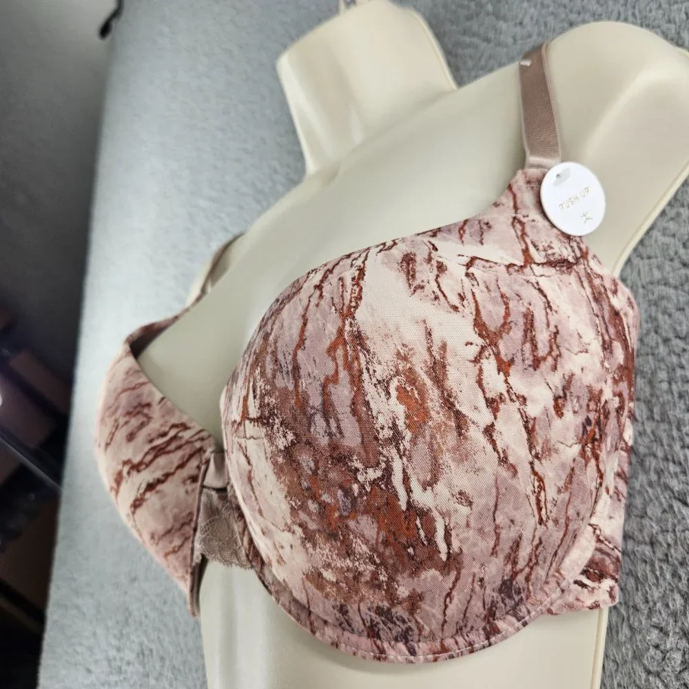 Danskin Intimates Bra Womens 38DD Beige Underwire Push Up Back Smoothing_4